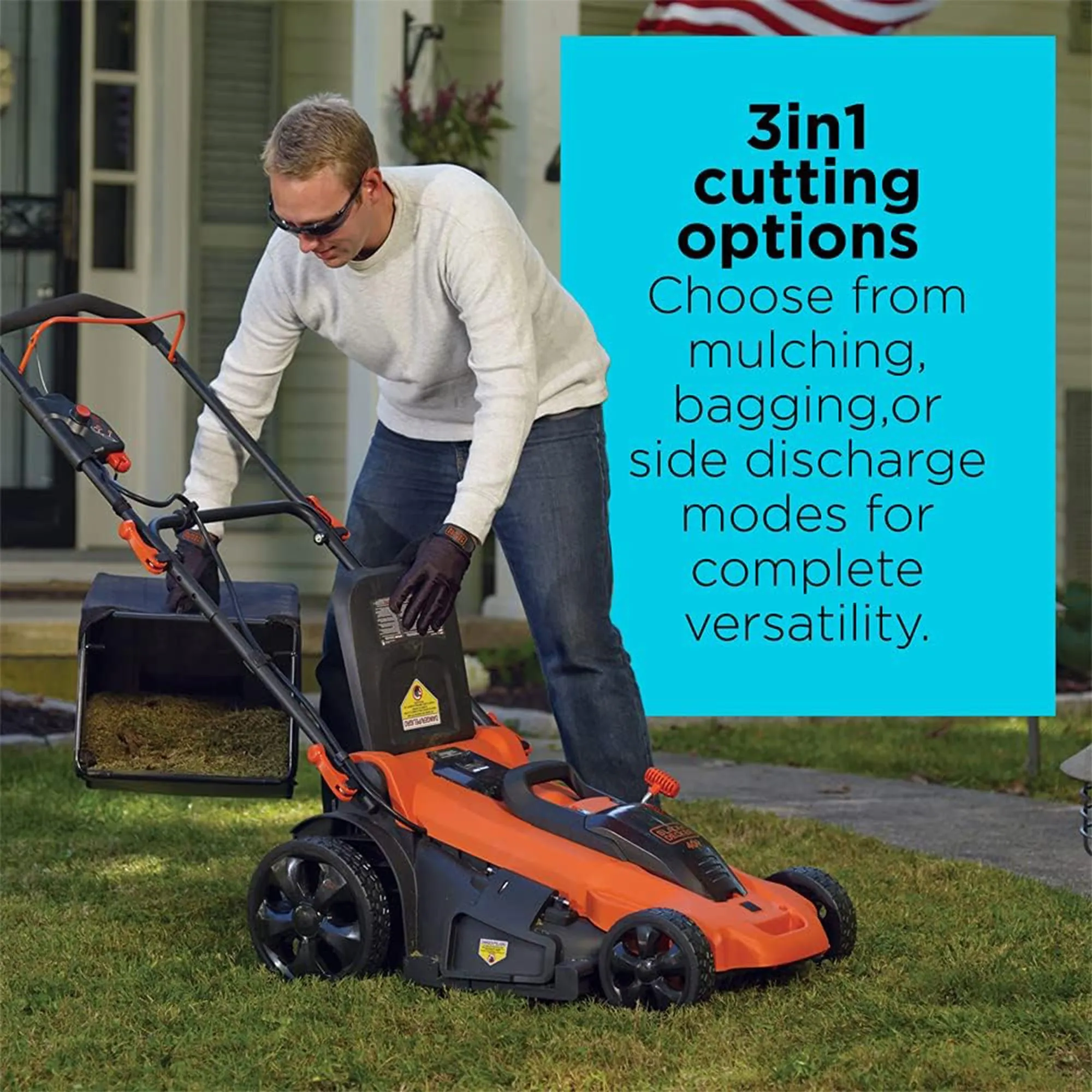 BLACK DECKER 40V Cordless Electric Walk Behind Lawn Mower w/Battery & Charger